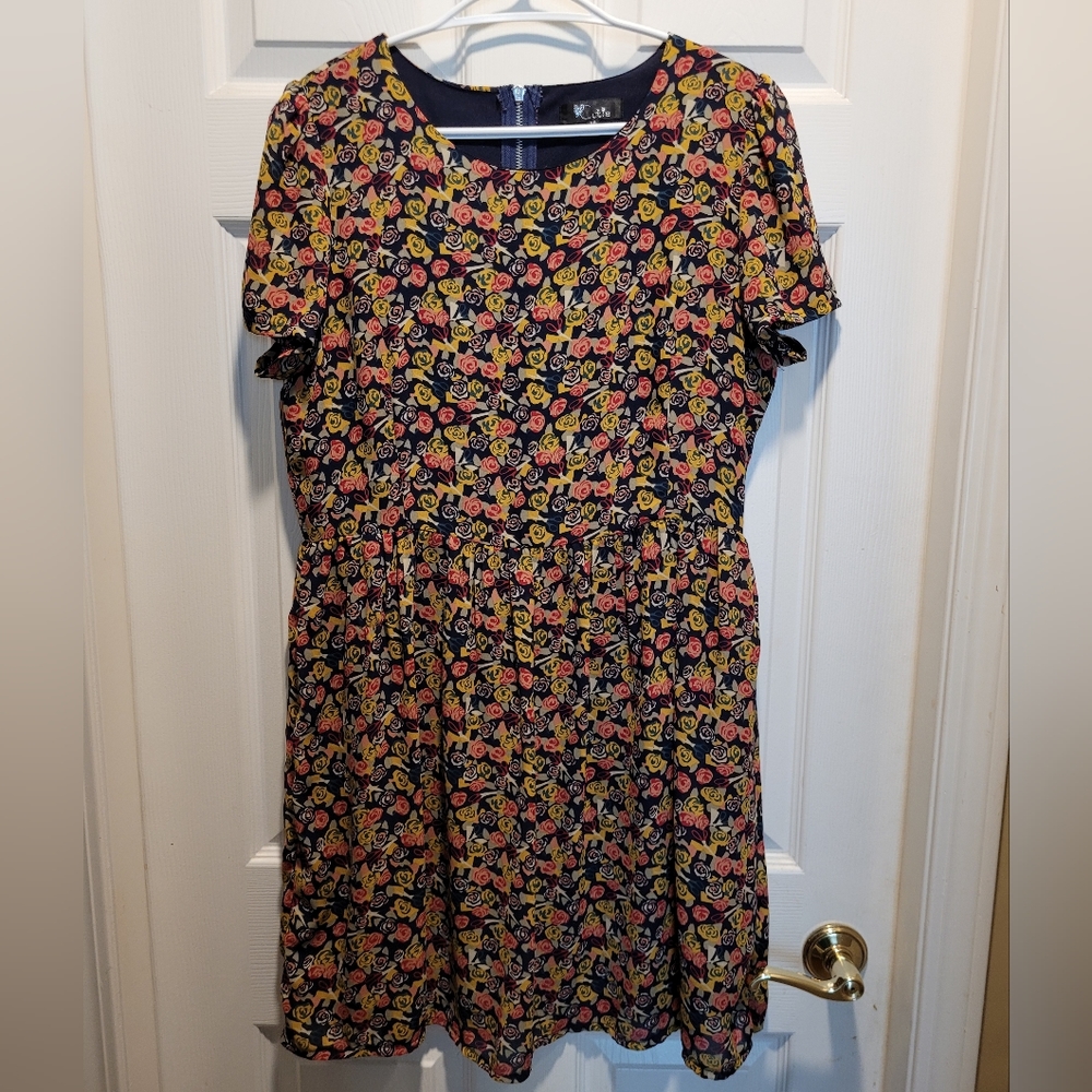 Cutie London dress with scissor/floral print UK size 14